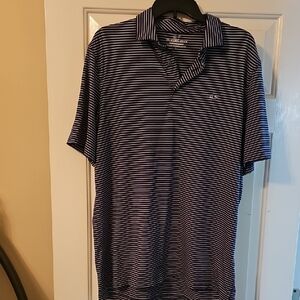 Vineyard Vines Men's Blue and White Striped Polo Large.